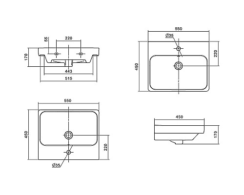 Комплект мебели для ванной STWORKI Кронборг 55 477717 Светлое дерево Серый