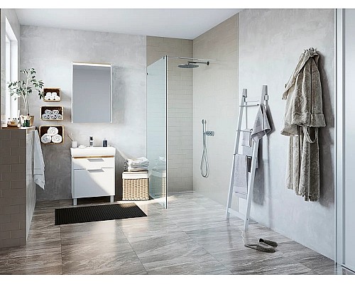 Зеркальный шкаф STWORKI Дублин 60 R 1A226902DN010 с подсветкой Белый Светлое дерево