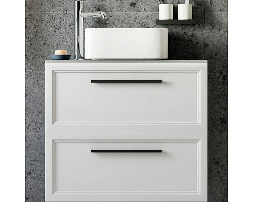 Тумба с раковиной STWORKI Эстерсунд 75 460028 подвесная Белая матовая Простоун беж