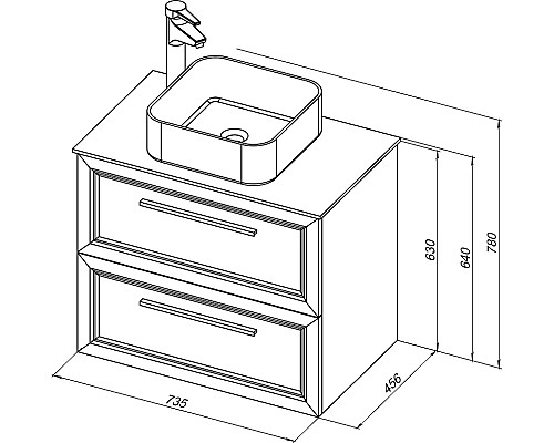 Тумба с раковиной STWORKI Эстерсунд 75 460028 подвесная Белая матовая Простоун беж