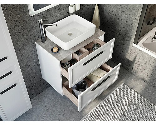 Тумба с раковиной STWORKI Эстерсунд 75 460028 подвесная Белая матовая Простоун беж