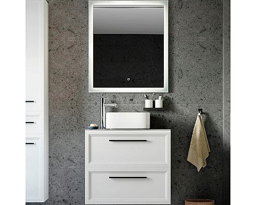 Комплект мебели для ванной STWORKI Эстерсунд 75 460027 подвесной Белый матовый Простоун беж