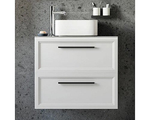 Комплект мебели для ванной STWORKI Эстерсунд 75 460027 подвесной Белый матовый Простоун беж