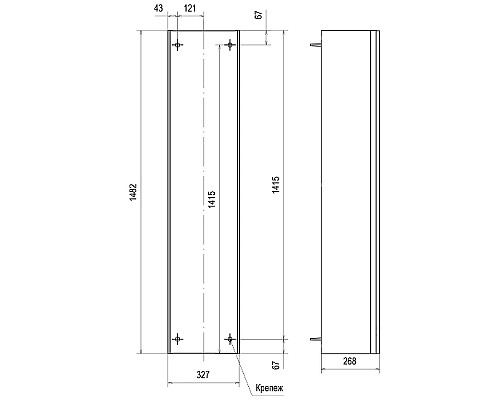 Шкаф пенал STWORKI Ноттвиль 33 ppJUL.150-216.230 подвесной Дуб верона