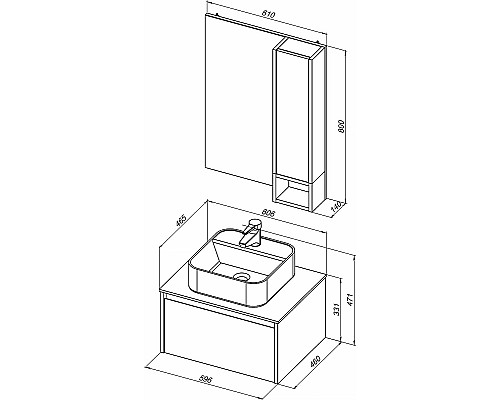 Комплект мебели для ванной STWORKI Карлстад 60 427850 подвесной Дуб рустикальный
