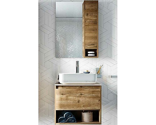 Комплект мебели для ванной STWORKI Карлстад 60 427850 подвесной Дуб рустикальный