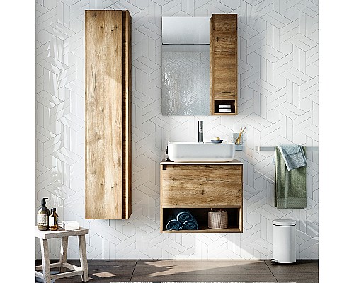 Комплект мебели для ванной STWORKI Карлстад 60 427850 подвесной Дуб рустикальный