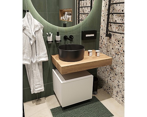 Комплект мебели для ванной STWORKI Ольборг 80 482724 подвесная Белая матовая Дуб французский