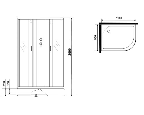 Душевая кабина Niagara Classic 110х90 L NG-33194-14LBK без гидромассажа