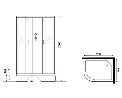Душевая кабина Niagara Classic 110х90 R NG-33194-14RBKG с гидромассажем