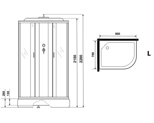 Душевая кабина Niagara Classic 90х70 L NG-33974-14LG с гидромассажем