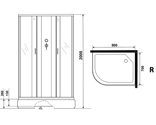 Душевая кабина Niagara Classic 90х70 R NG-33974-14RBK без гидромассажа