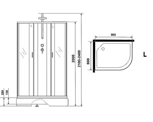 Душевая кабина Niagara Classic 90х80 L NG-33984-14LBKTG с гидромассажем