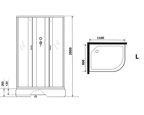 Душевая кабина Niagara Classic 110х80 L NG-33184-14LBKG с гидромассажем