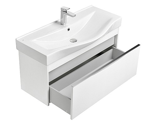 Тумба с раковиной STWORKI Хельсинки 100 411898 подвесной Белый глянец