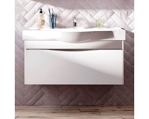 Тумба с раковиной STWORKI Хельсинки 100 411898 подвесной Белый глянец