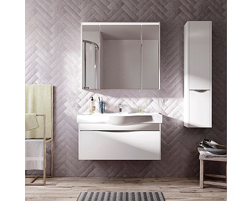 Тумба с раковиной STWORKI Хельсинки 100 411898 подвесной Белый глянец