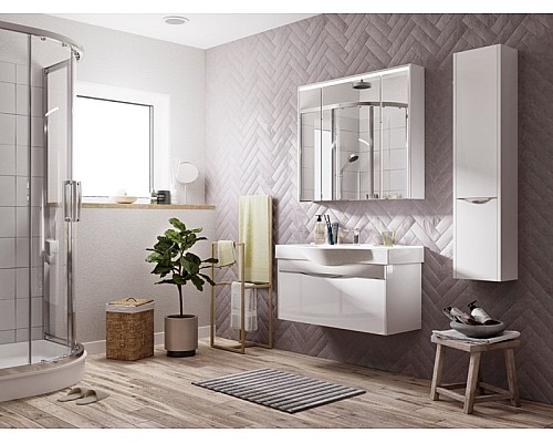 Тумба с раковиной STWORKI Хельсинки 100 411898 подвесной Белый глянец