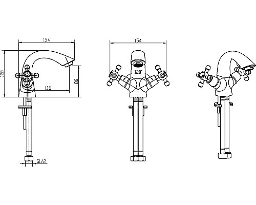 Смеситель для раковины Boheme Royal Cristal 271-Royal/CRSTblack Хром