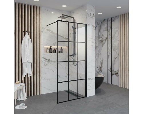 Душевая перегородка Niagara Nova 90 NG-685-90BLACK профиль Черный стекло прозрачное