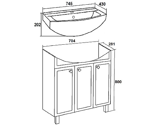 Тумба под раковину Runo Римини 75 00-00001275 Мята