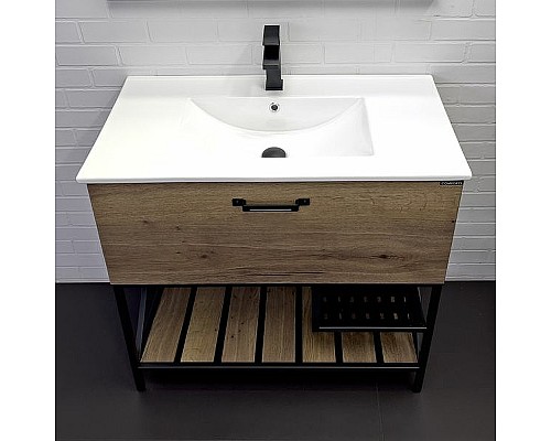 Тумба с раковиной Comforty Бредфорд 90 00-00009403 Дуб темный