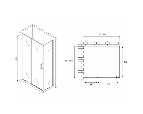 Душевой уголок Abber Sonnenstrand 120x90 профиль Хром стекло матовое