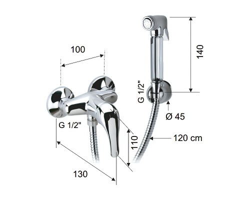 Гигиенический душ со смесителем Remer C332REZ Хром