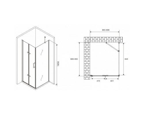 Душевой уголок Abber Zart 90x90 профиль Хром стекло прозрачное
