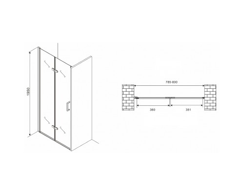 Душевая дверь Abber Zart 80 AG08080P профиль Хром стекло прозрачное