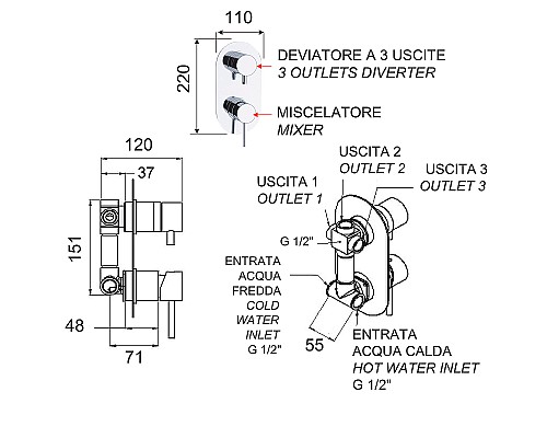 Смеситель для душа Remer X-Style X93 Хром