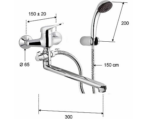 Смеситель для ванны Remer Kiss K4930330DEVVT универсальный Хром