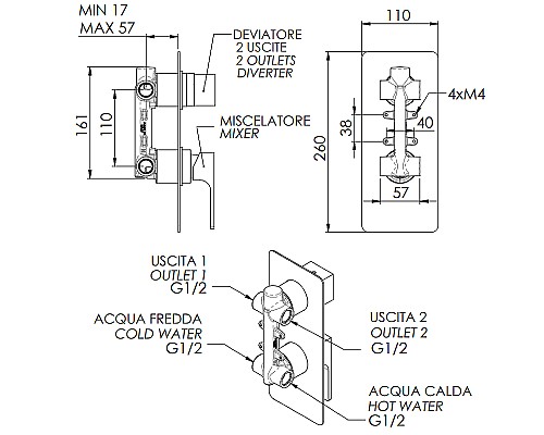 Смеситель для душа Remer Absolute AU92 Хром