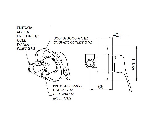 Смеситель для душа Remer Kiss K30 Хром