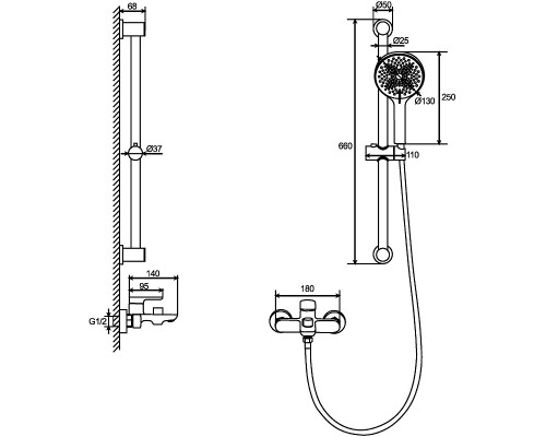 Смеситель для ванны Black&White Universe UK8303B 8303BUK Черный матовый