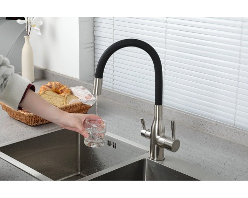 Смеситель для кухни Frap H69 F4396-5 Сатин Черный