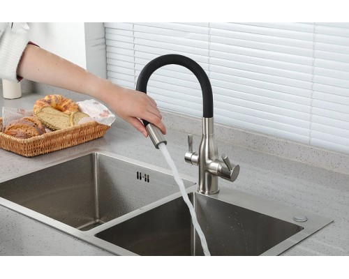 Смеситель для кухни Frap H69 F4396-5 Сатин Черный