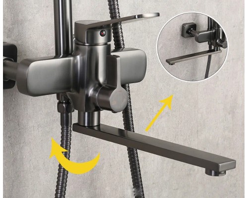 Душевая система Frap H62-9 F2462-9 Оружейная сталь