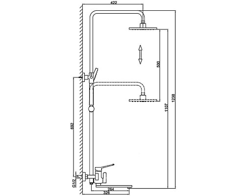 Душевая система Frap H62-9 F2462-9 Оружейная сталь
