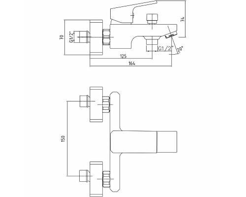 Смеситель для ванны E.C.A. Tiera 102102469C1EX Черный матовый