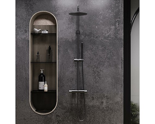 Душевая система Damixa Scandinavian Pure 936800300 с термостатом Черная матовая