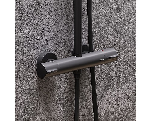 Душевая система Damixa Scandinavian Pure 936800300 с термостатом Черная матовая