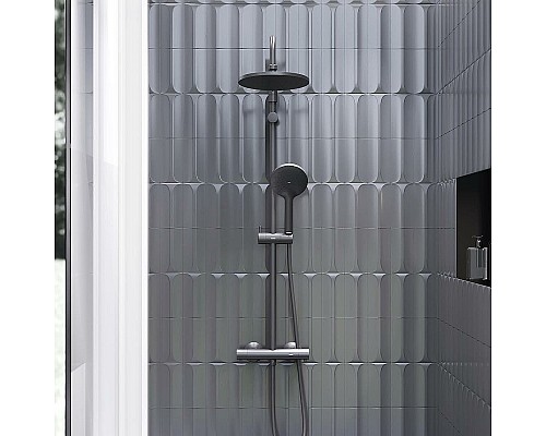 Душевая система Damixa Jupiter 977800300 с термостатом Черная матовая