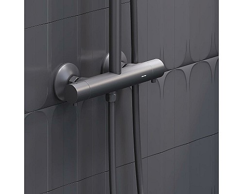 Душевая система Damixa Jupiter 977800300 с термостатом Черная матовая