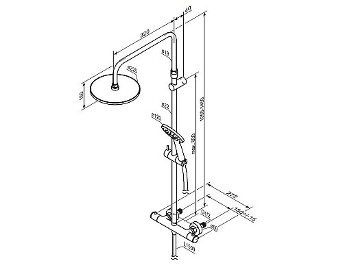 Душевая система Damixa Jupiter 977800300 с термостатом Черная матовая