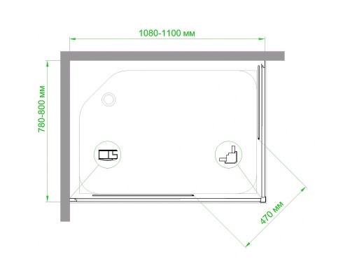Душевой уголок Royal Bath HPD 110x80 профиль Белый стекло прозрачное