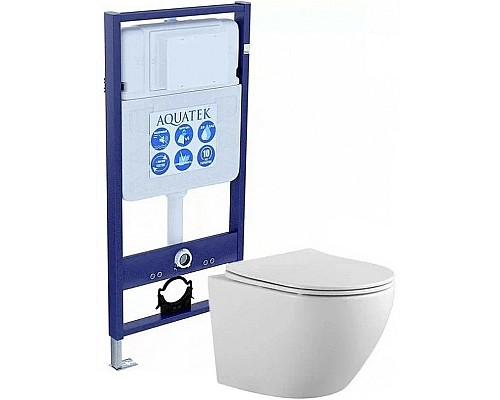 Комплект унитаза с инсталляцией Aquatek Европа SET AQUATEK ЕВРОПА cm с сиденьем Микролифт