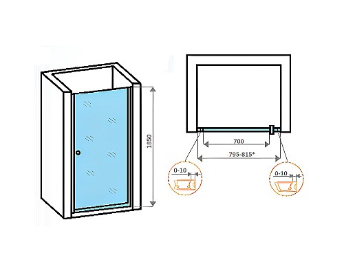Душевая дверь в нишу Parly 80 DE80B профиль Черный стекло прозрачное