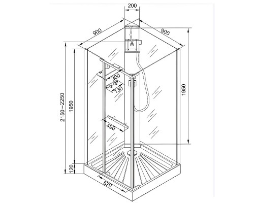 Душевая кабина Ceruttispa Mimi 90х90 901B без гидромассажа