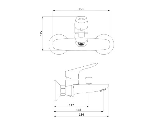 Смеситель для ванны Damixa Jupiter 771000301 Черный матовый